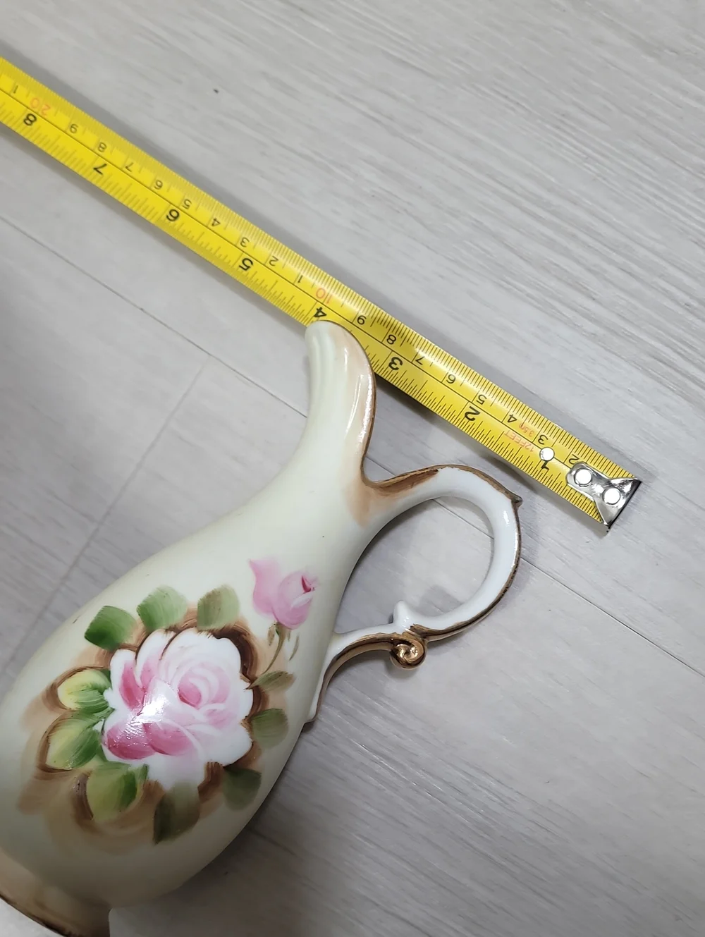 Vintage Lefton China Mini Porcelain Pitcher & Bud Vase Rose Gold Trim